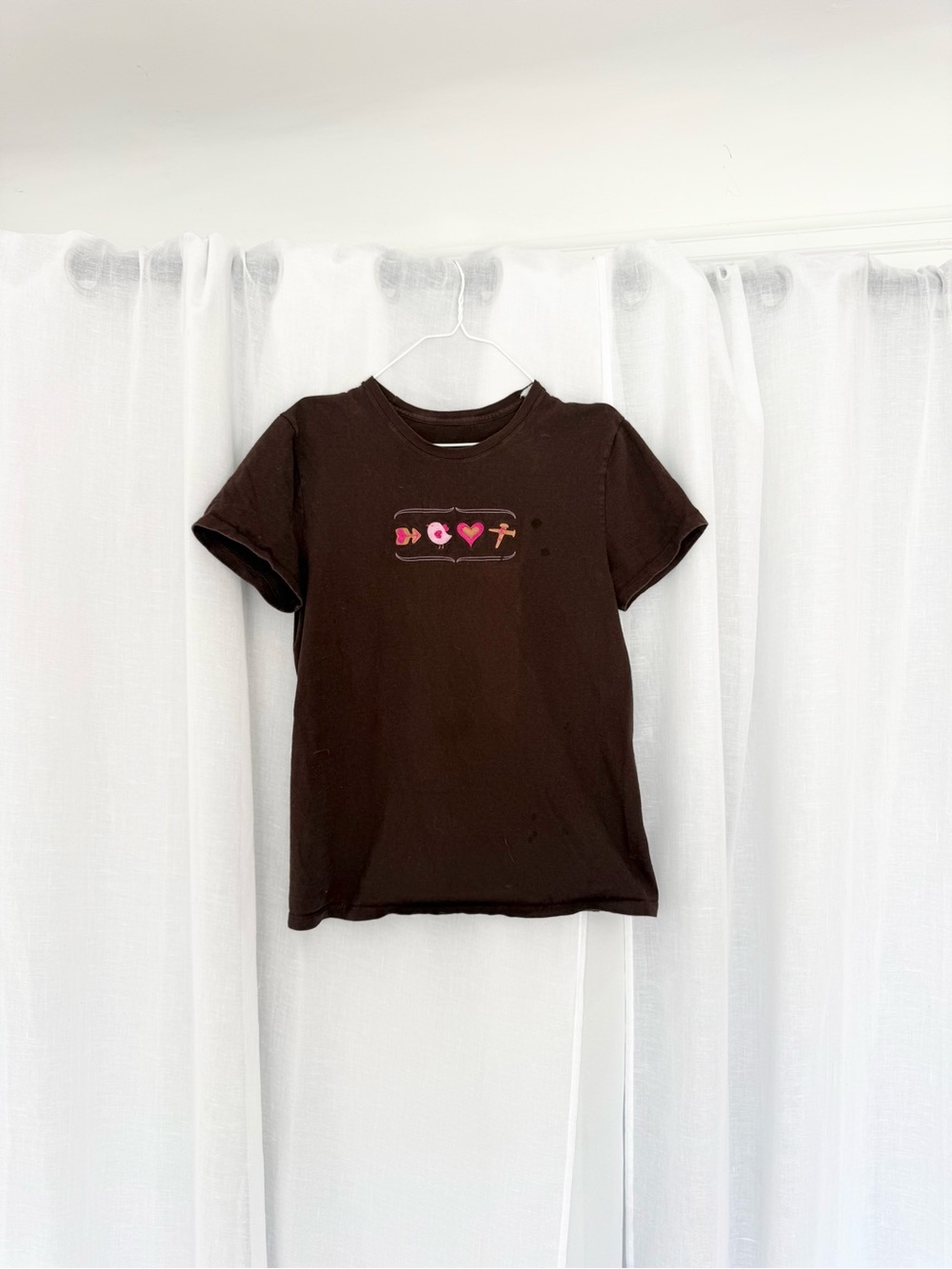 y2k coquette embroidered cross baby tee ⋆